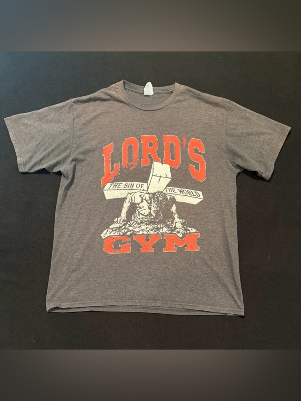 Lord's Gym Jesus‎ Tee His Pain Your Gain Vintage Grey Y2K Mens Large